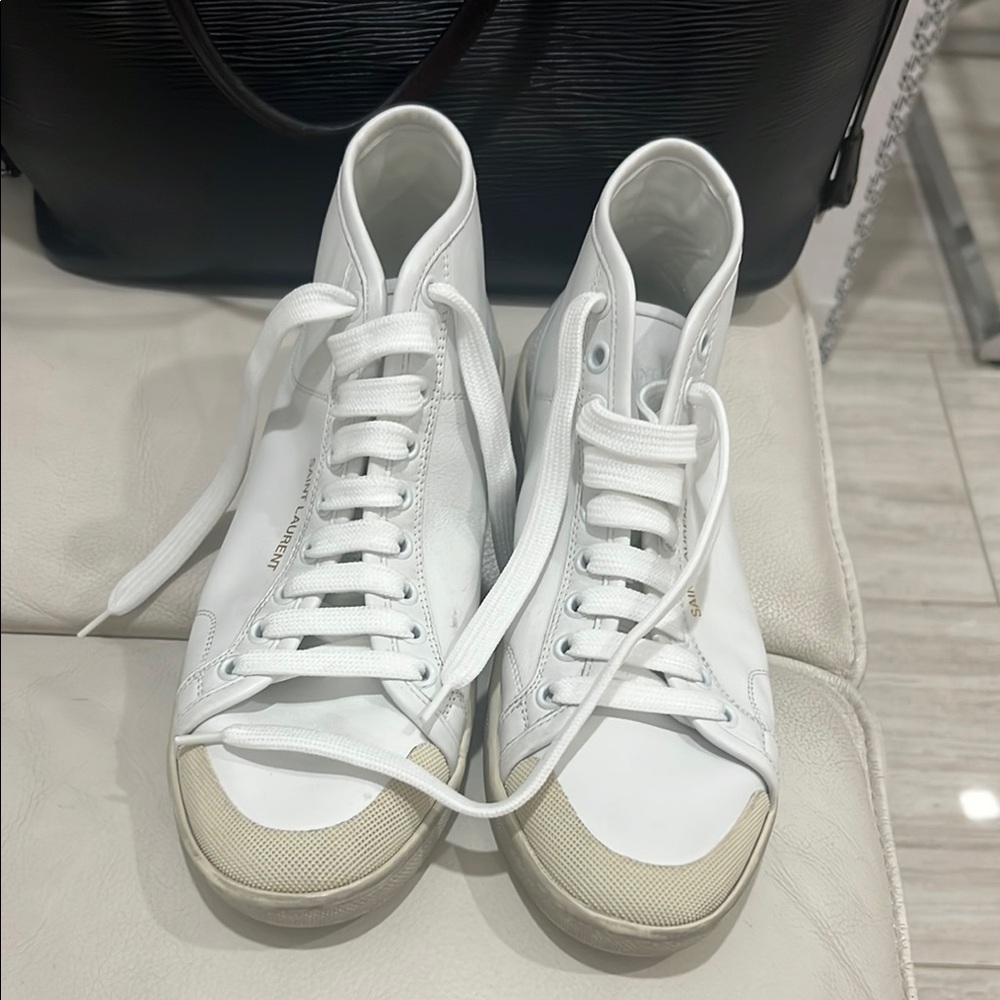 Saint Laurent White High-Top Sneakers